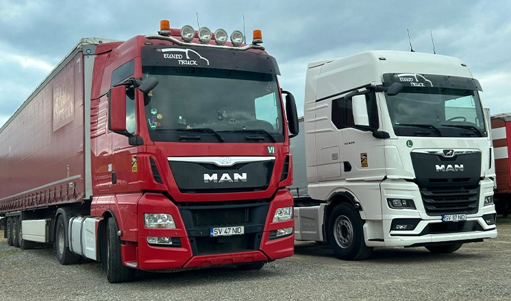 Camioanele MAN ce fac parte din flota de transport a companiei Eunid Truck